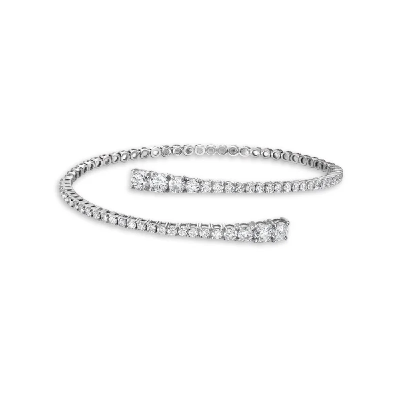 personalized bangles for women -Spiral Flexible Graduated Diamond Bangle Bracelet (3.50 ct.) 4-Prongs Setting in 14K Gold