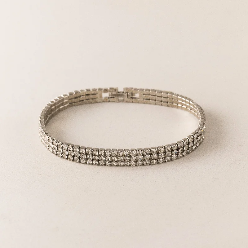 simple bangles for women -7” Luxe Tennis Layered Bracelet Silver