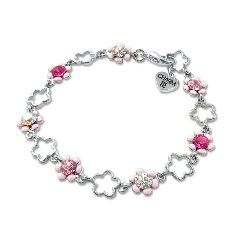 dainty bracelets for women -Pink Flower Bracelet