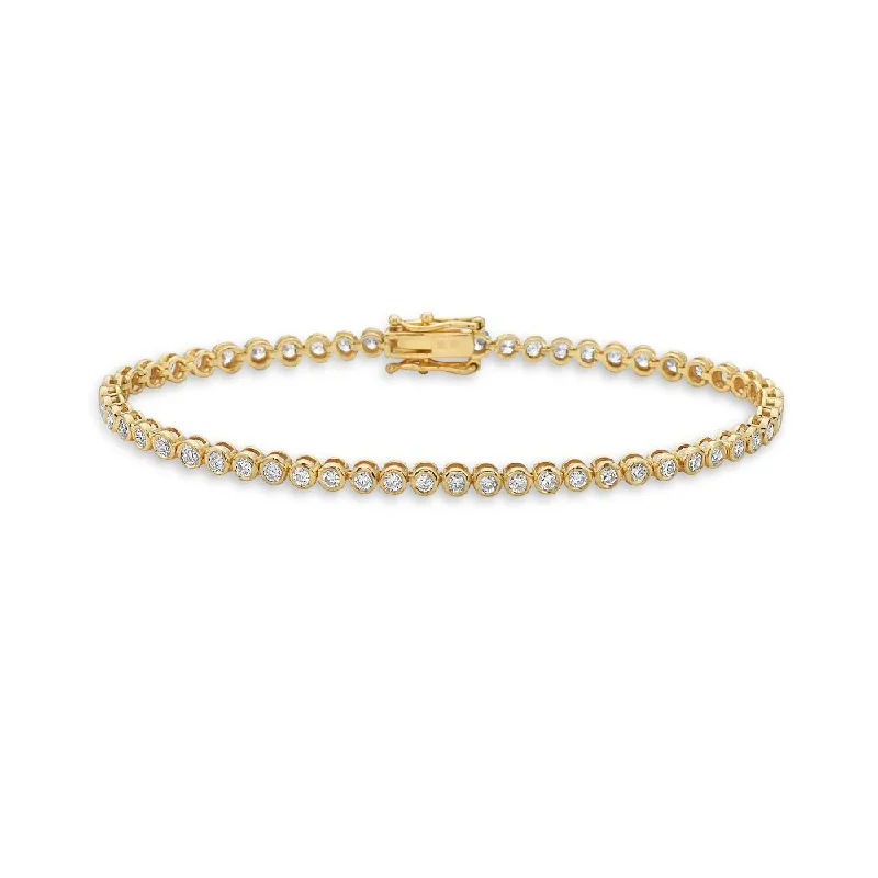 stackable bangles for weddings -Lab Grown Diamond Tennis Bracelet (1.00 ct.) Bezel Setting in 14K Gold