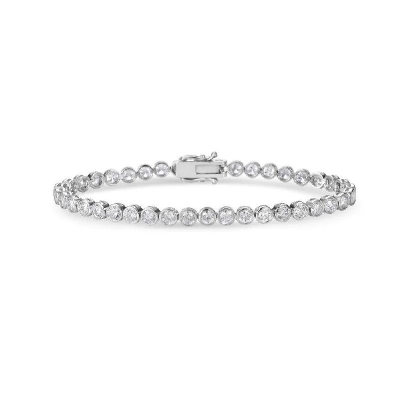 tennis bracelets for women -Diamond Tennis Bracelet (6.75 ct.) Bezel Setting in 14K Gold