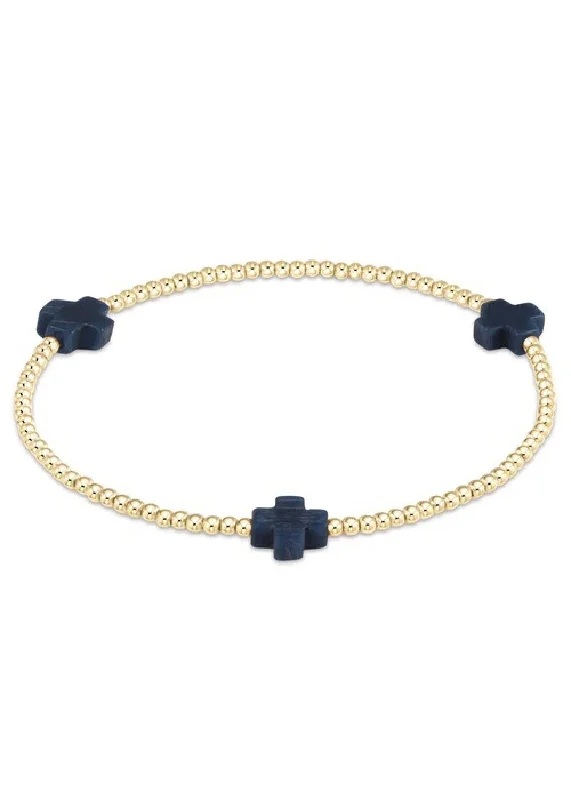 delicate charm bracelets -SIGNATURE CROSS BRACELET - NAVY