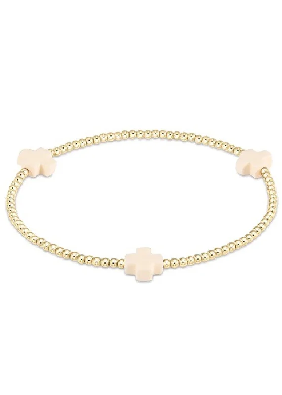 luxury charm bangles -SIGNATURE CROSS BRACELET - OFF-WHITE