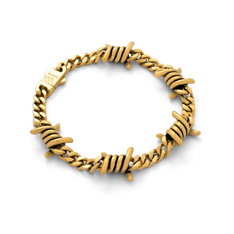 classic charm bangles for women -6mm Barbed Wire Cuban Bracelet (Gold)