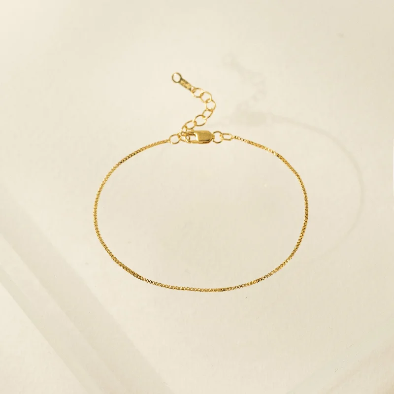 wedding bangles for women -Box Chain Gold-Filled Bracelet