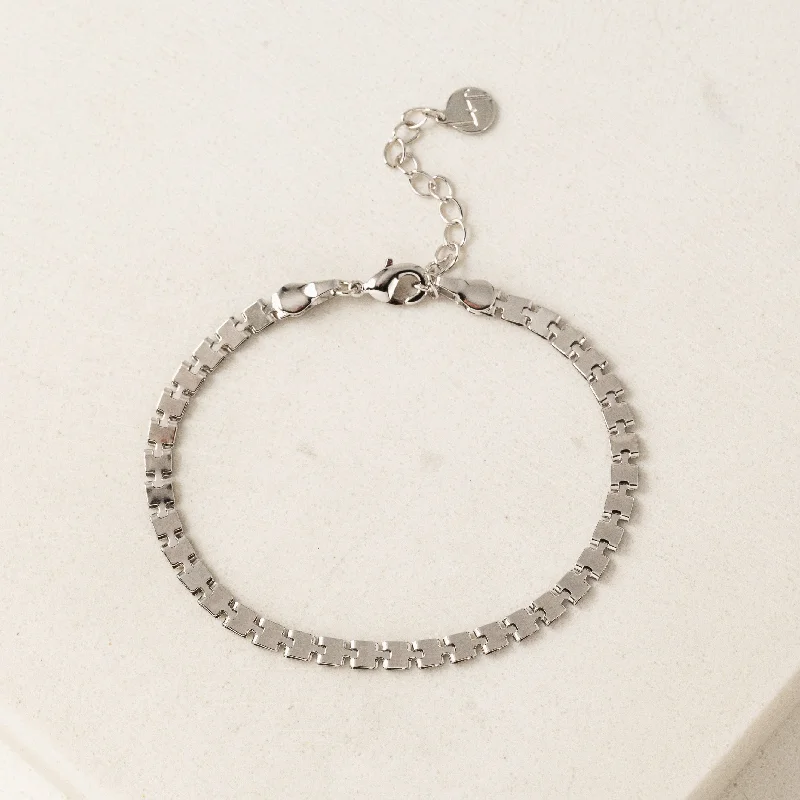 classic charm bangles for women -Bowie Chain Bracelet Silver