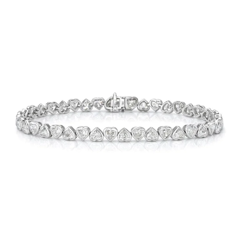 crystal bangles for women -Heart Shape Diamond Bracelet (8.75 ct.) Bezel Set in 18K Gold