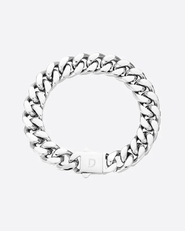 chic cuff bracelets for women -CLEAN BOXED CUBANA BRACELET. - 11MM WHITE GOLD