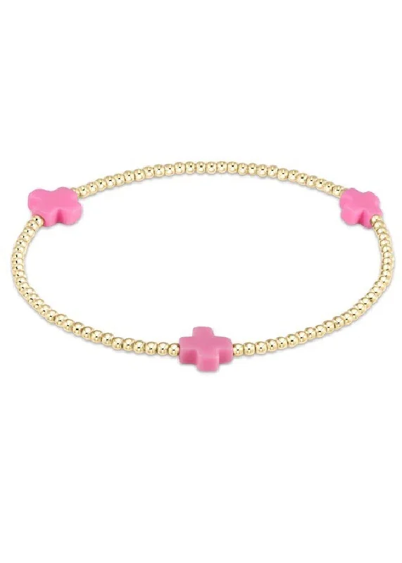 braided bracelets for women -SIGNATURE CROSS BRACELET - BRIGHT PINK