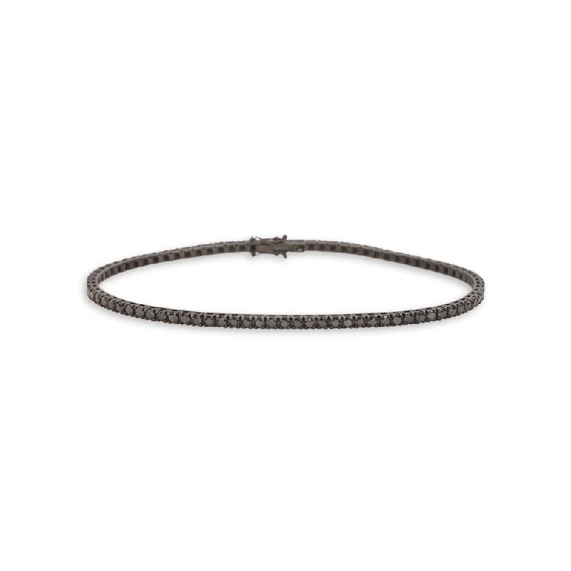 colorful bracelets for women -Black Diamond Tennis Bracelet (3.50 ct.) 4-Prongs Setting in 18K Gold, Made in Italy