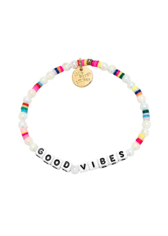 silver charm bracelets for women -LITTLE WORDS BRACELET - GOOD VIBES