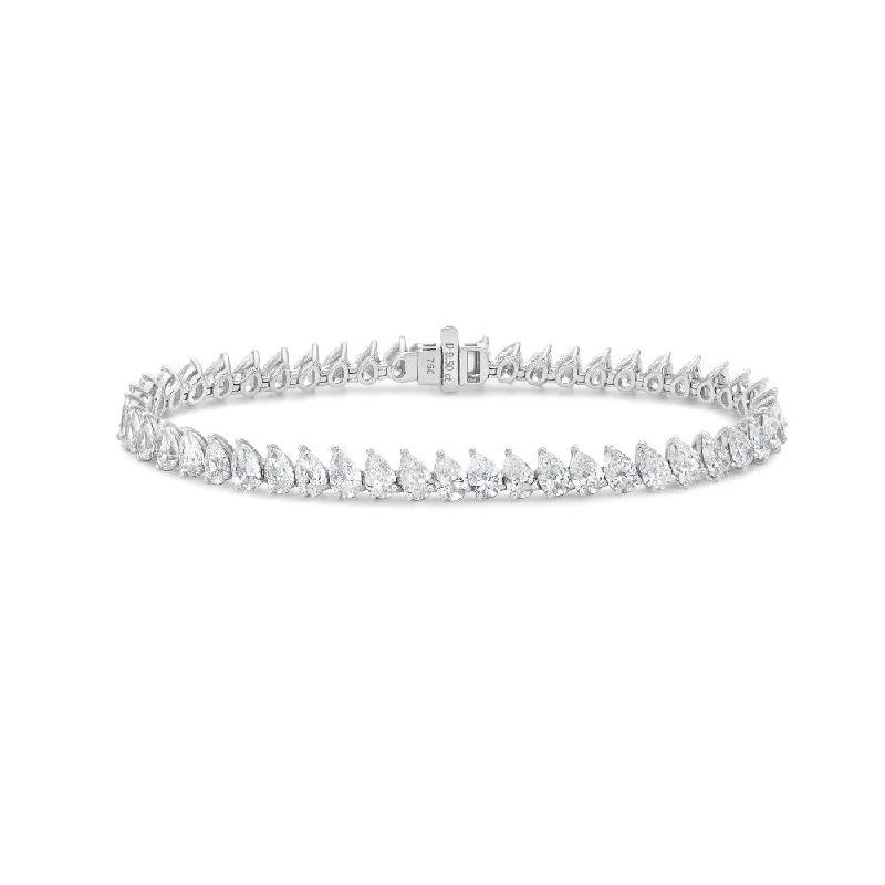 vintage bangles for women -Slanted Pear Shape Diamond Tennis Bracelet (9.50 ct.) in 18K Gold