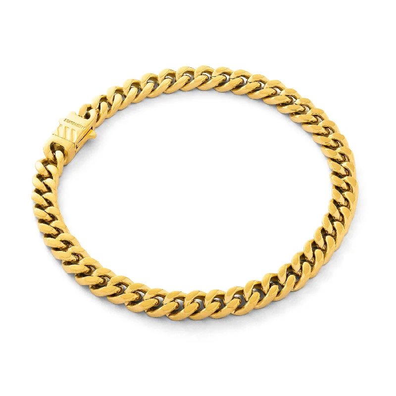 adjustable gold bangles for women -6mm Cuban Bracelet (Gold)