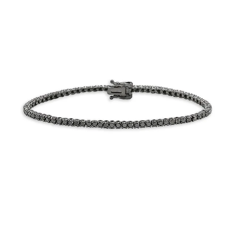 designer bangles for women -Black Diamond Tennis Bracelet (6.00 ct.) 3 mm 4-Prongs Setting 14K Gold