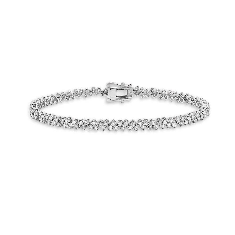 crystal charm bracelets for women -Diamond Upside-Down Heart Shape Tennis Bracelet (2.75 ct.) in 14K Gold