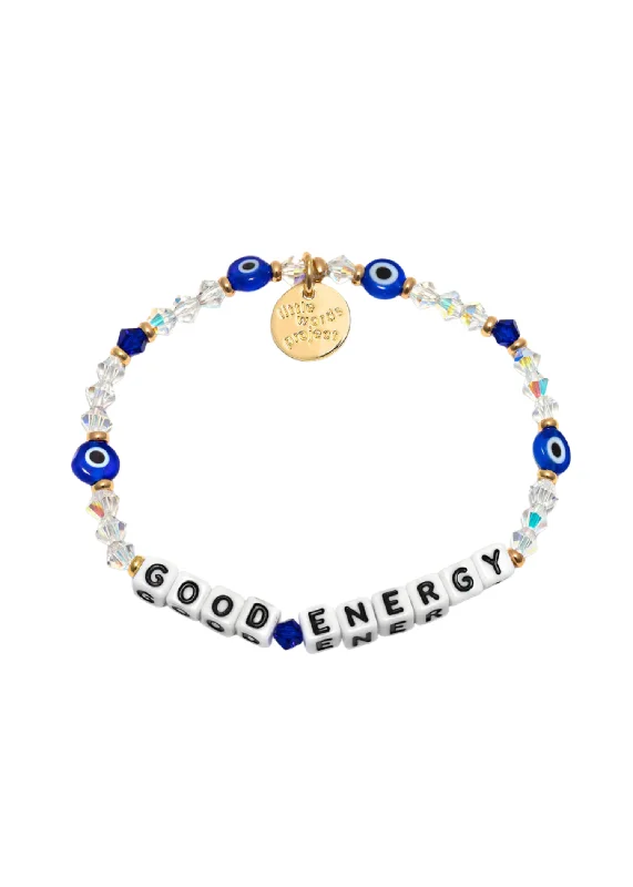 gold tennis bracelets -LITTLE WORDS BRACELET - GOOD ENERGY