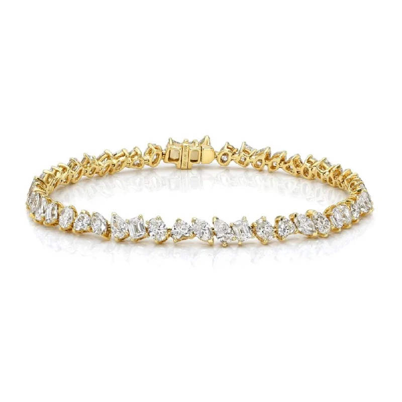 luxury bangles for women -Fancy Multi Shape Diamond Bracelet (8.61 ct.) 18K Gold