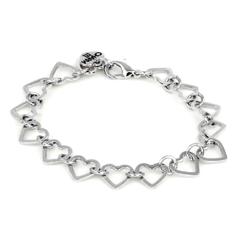 sleek bangles for women -Silver Heart Chain Bracelet