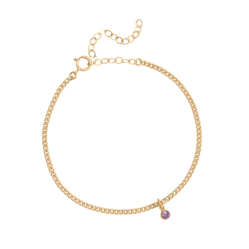 minimalist bracelets for women -Mini Gold Birthstone Charm Bracelet