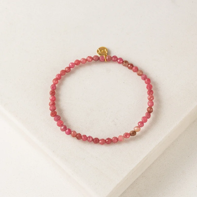 gold tennis bracelets -Sorrento Gemstone Stretch Bracelet Brazil Rhodonite