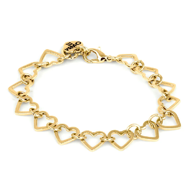 trendy bangles for women -Gold Heart Chain Bracelet