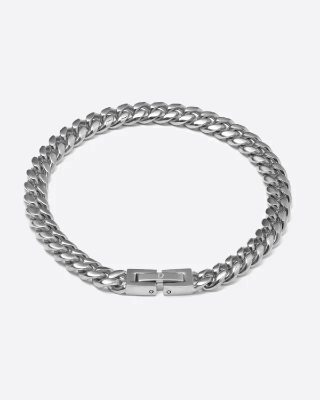 beaded bangles for women -CLEAN CUBANA BRACELET. - 6MM WHITE GOLD