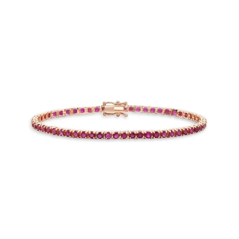 classic bangles for women -Ruby Tennis Bracelet (6.00 ct.) 2.90mm 4-Prongs Setting in 14K Gold