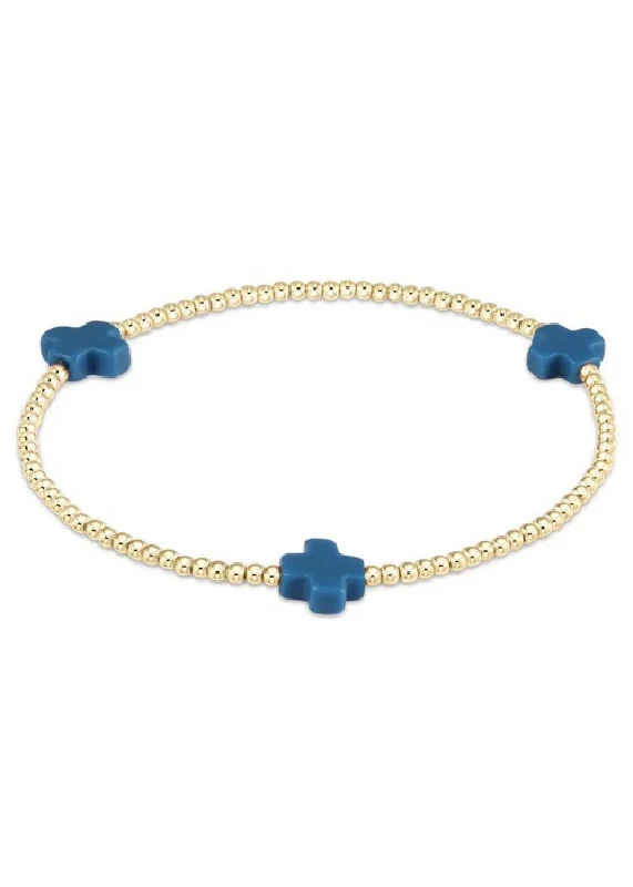 adjustable gold bangles for women -SIGNATURE CROSS BRACELET - COBALT