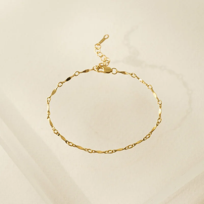 designer bangles for women -Dapped Bar Chain Gold-Filled Bracelet