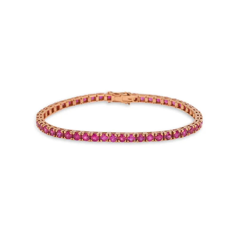 adjustable bangles for weddings -Ruby Tennis Bracelet (7.50 ct.) 4-Prongs Setting in 18K Gold, Made in Italy