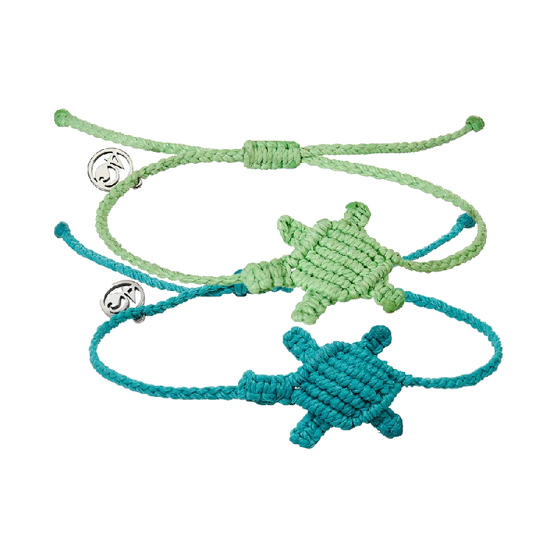 statement bracelets for women -Turtle Macrame Bracelet Bundle