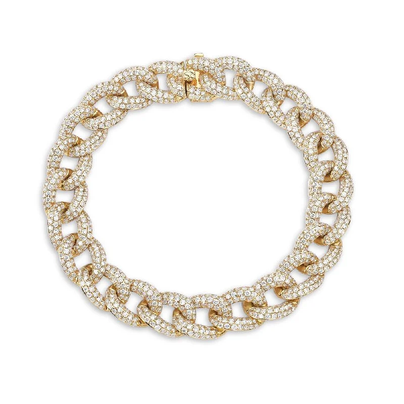 colorful bracelets for women -Diamond Link Bracelet (7.36 ct.)   Pave' Setting in 14K Gold