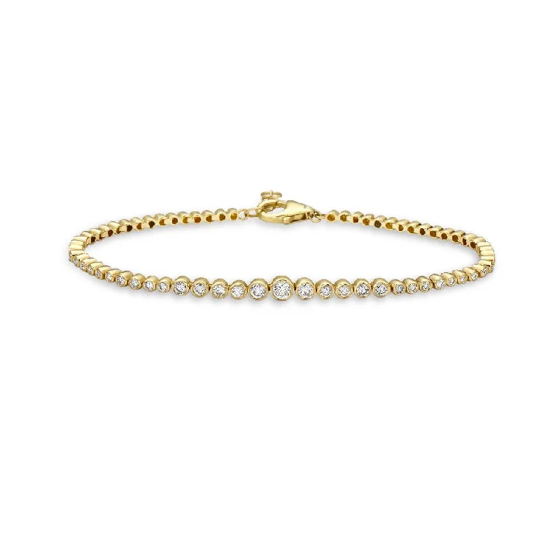 sleek bangles for women -HalfWay Graduated Diamond Tennis Bracelet (0.80 ct.) Bezel Set in 14K Gold