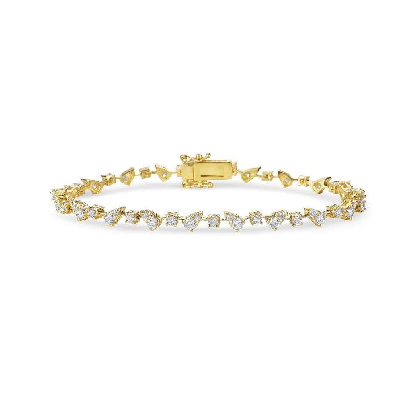 chic cuff bracelets for women -Pear Shape & Round Diamond Tennis Bracelet (2.50 ct.) in 14K Gold