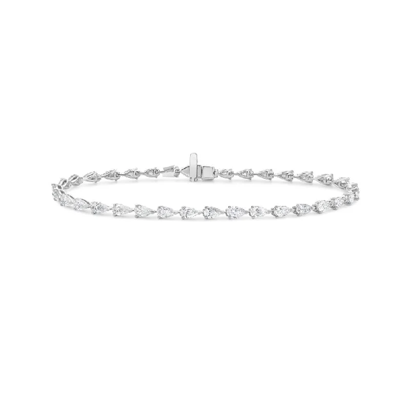 modern bracelets for women -Pear Shape Diamond East-West Tennis Bracelet (4.17 ct.) in 18K Gold