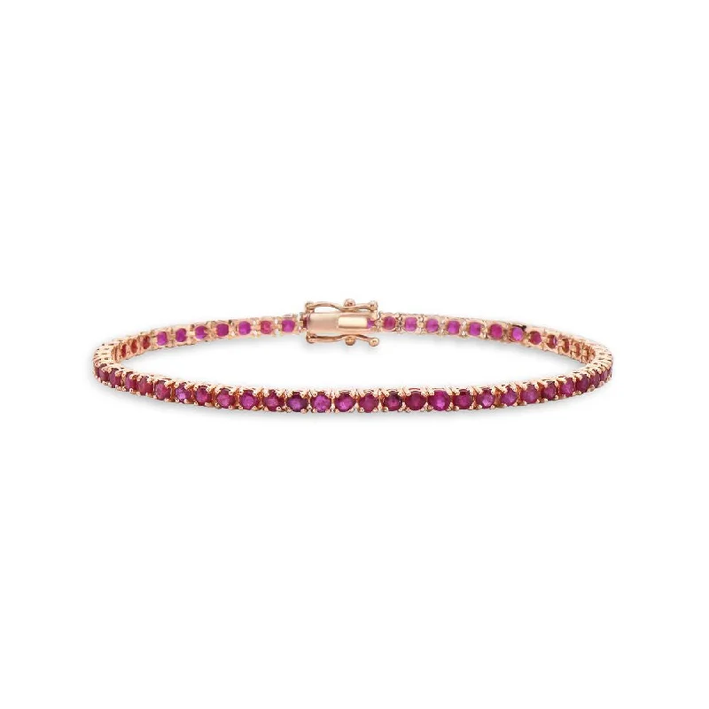 silver charm bracelets for women -Ruby Tennis Bracelet (9.04 ct.) 3.00mm 4-Prongs Setting in 14K Gold