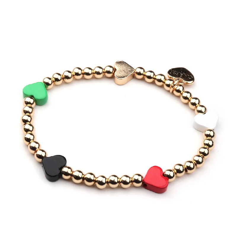 engraved bangles for women -Only Hearts Bead Stretch Bracelet