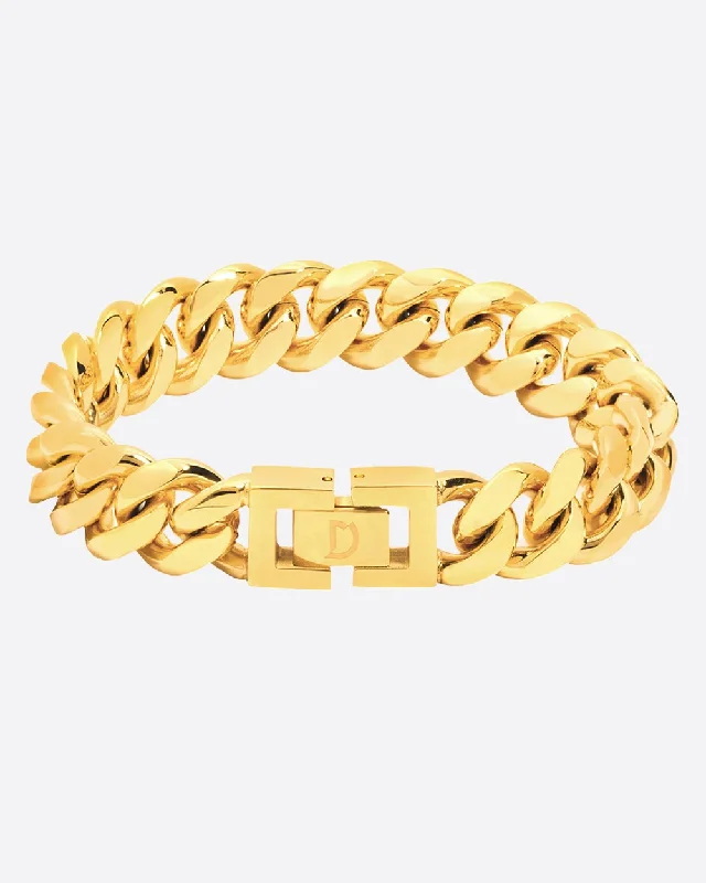 wedding cuff bracelets for women -CLEAN CUBANA BRACELET. - 12MM 18K GOLD