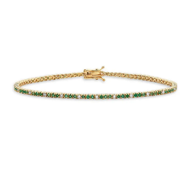 infinity bracelets for women -Alternate Diamond & Emerald Tennis Bracelet (1.50 ct.) 4-Prongs Setting in 14K Gold