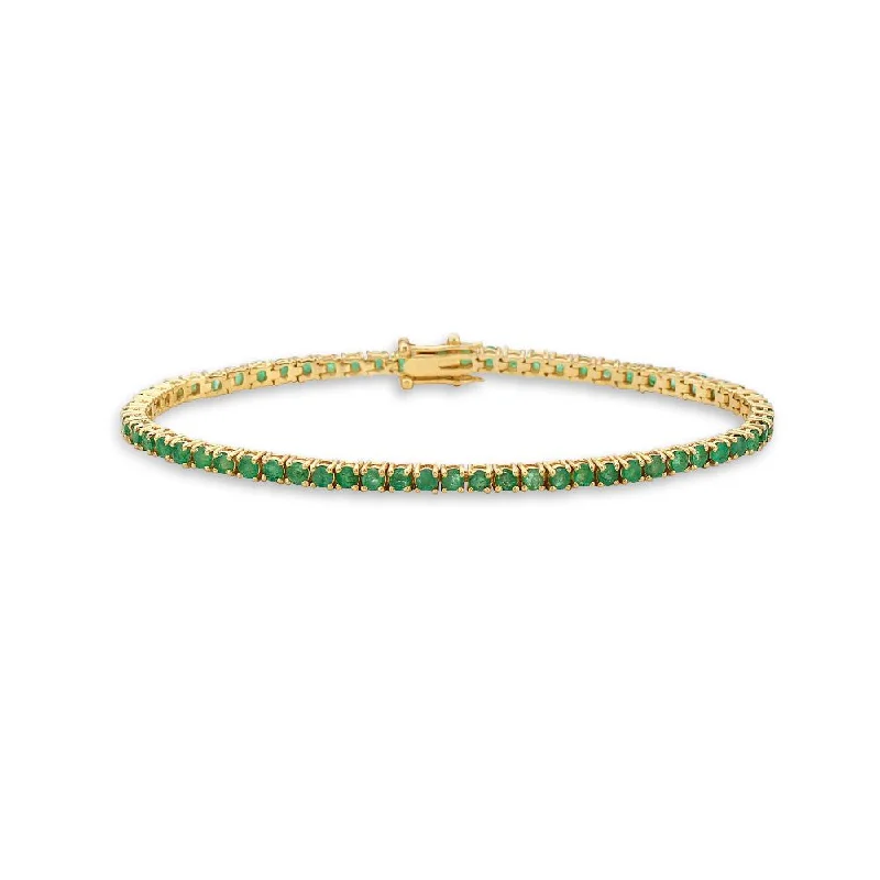 boho bangles for women -Emerald Tennis Bracelet (5.35 ct.) 3.00 mm 4-Prongs Setting in 14K Gold