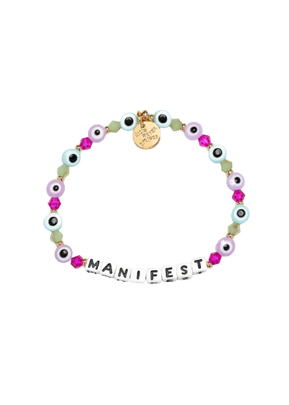 silver cuff bangles for women -LITTLE WORDS BRACELET - MANIFEST