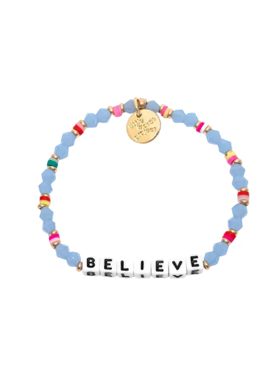 engraved cuff bracelets for women -LITTLE WORDS BRACELET - BELIEVE