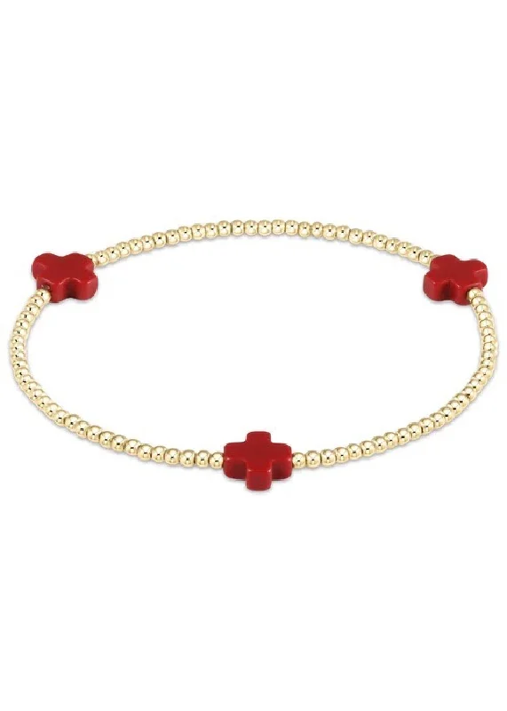 gemstone bracelets for women -SIGNATURE CROSS BRACELET - RED