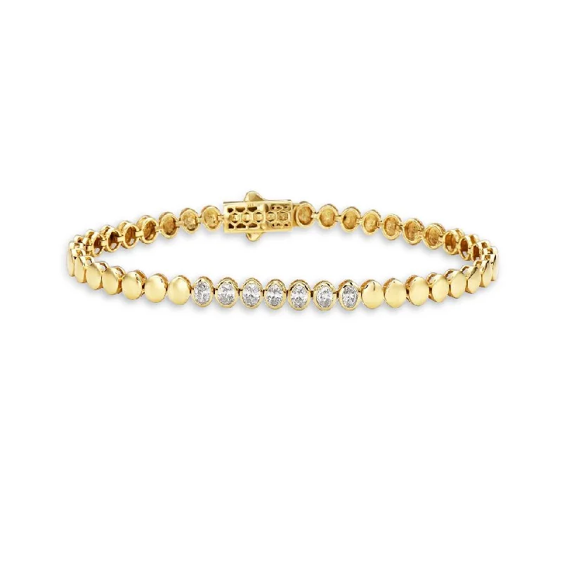 stackable bangles for women -Fancy Oval Bracelet With Oval Shape Diamonds (0.88 ct.) in 14K Gold