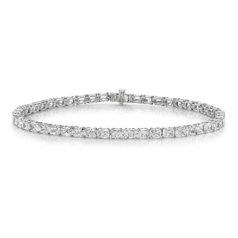 bridal bangles for women -Radiant Cut Diamond Tennis Bracelet (9.75 ct.) 4-Prongs Setting in 18K Gold