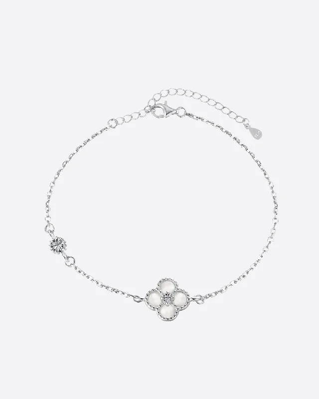 silver bangles with gemstones -ICY CLOVER BRACELET 925. - WHITE GOLD