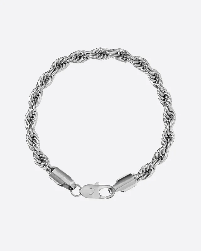 layered bangles for women -CLEAN ROPE BRACELET. - 6MM WHITE GOLD