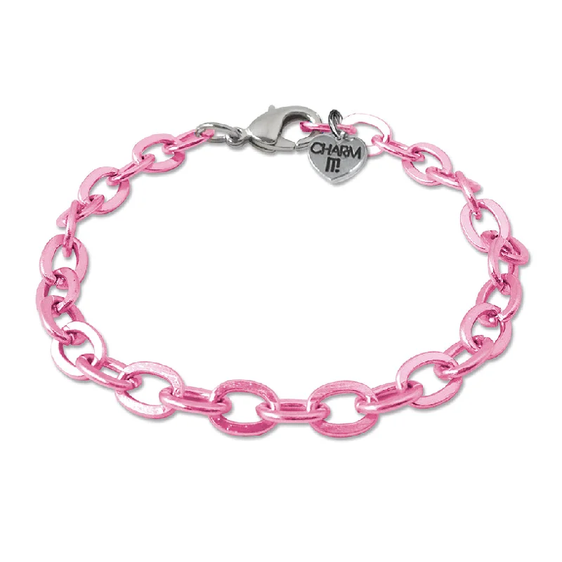 silver charm bracelets for women -Pink Chain Link Bracelet