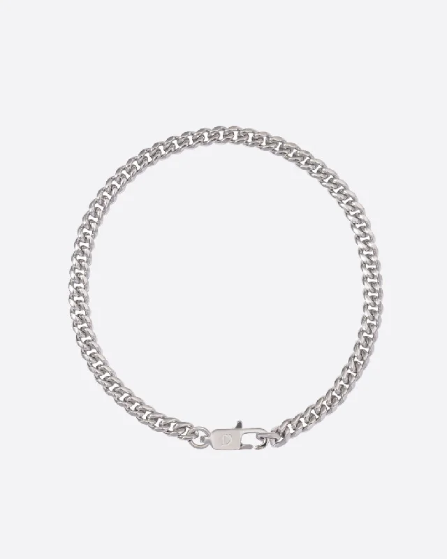 classic cuff bangles for women -CLEAN CUBANA BRACELET. - 4MM WHITE GOLD