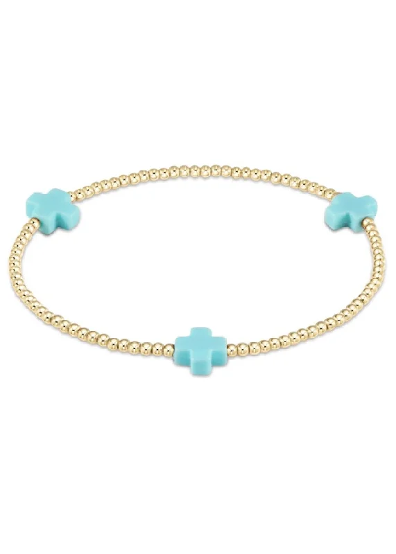 stylish bangles for women -SIGNATURE CROSS BRACELET - TURQUOISE